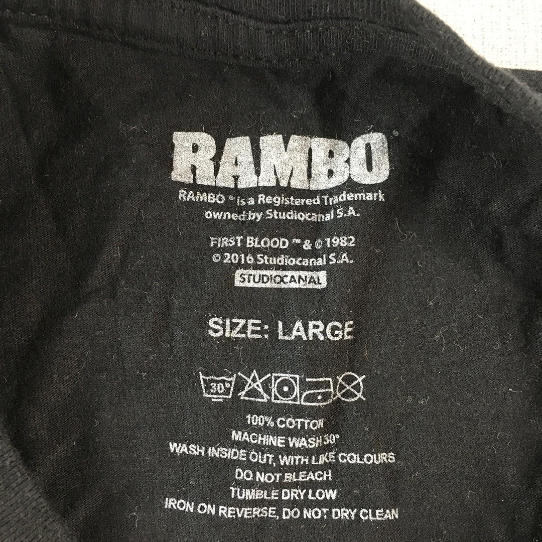 John Rambo Mens T-Shirt Size L Black Licensed Movie Tee