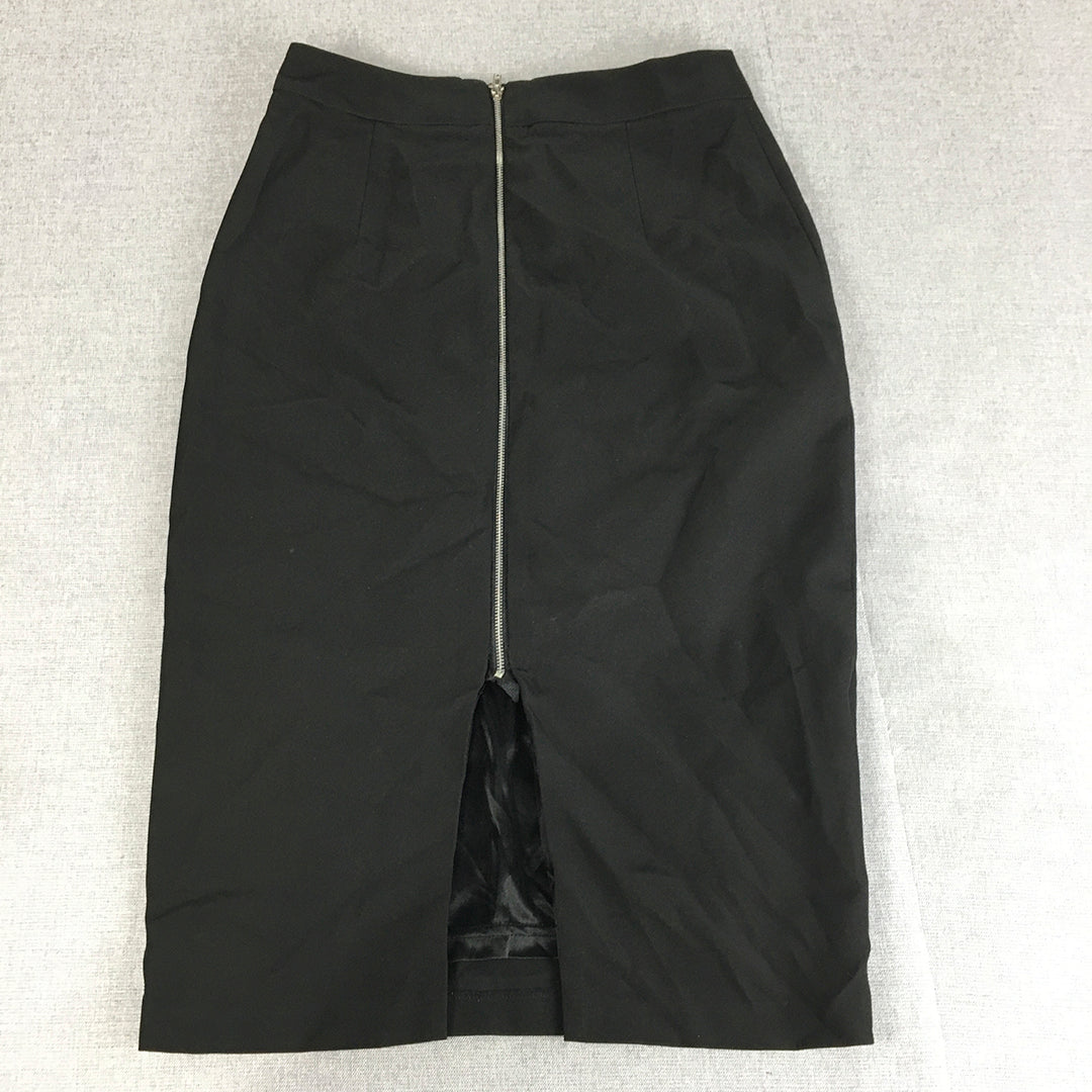 Forcast Womens Pencil Skirt Size 10 Black Straight Midi