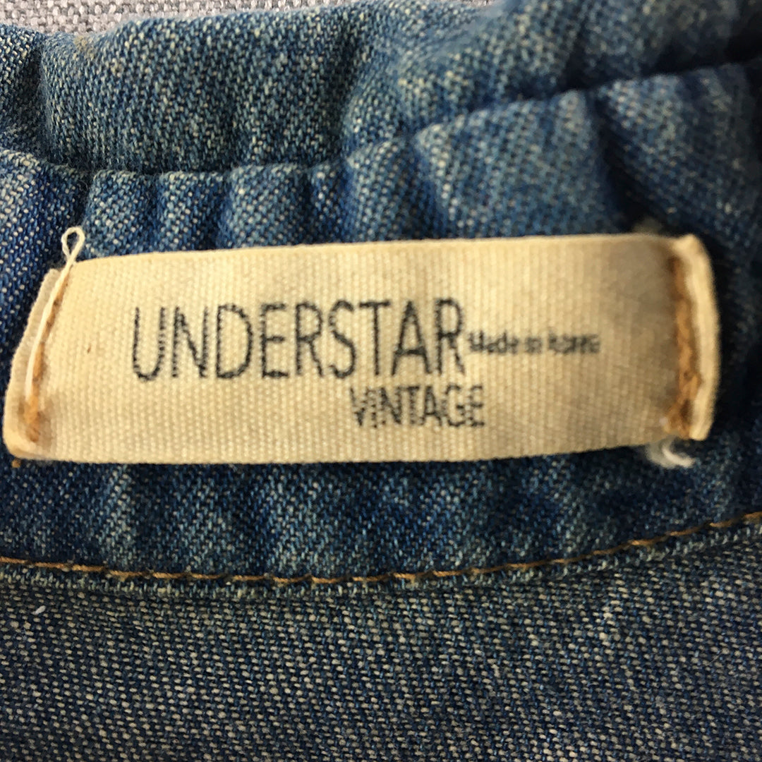 Understar Womens Denim Shirt Size S Blue Pearl-Snap Western Pockets