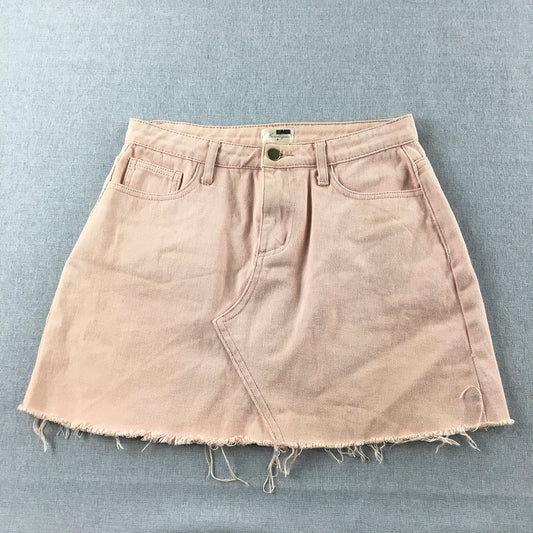 Rumor Boutique Womens Mini Skirt Size 8 Pink Denim Pockets