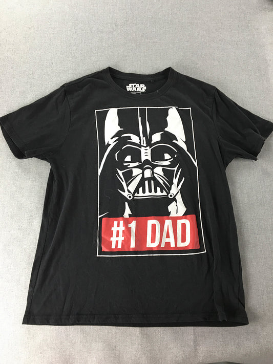 Star Wars Mens T-Shirt Size L Black Darth Vader 1# Dad Fathers Day Short Sleeve