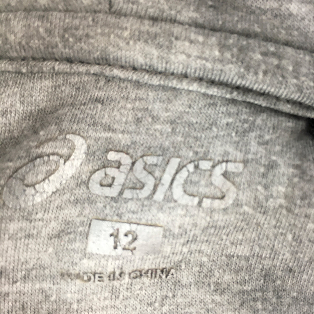 Asics Womens Hoodie Sweater Size 12 Black Big Logo Pockets Pullover Jumper