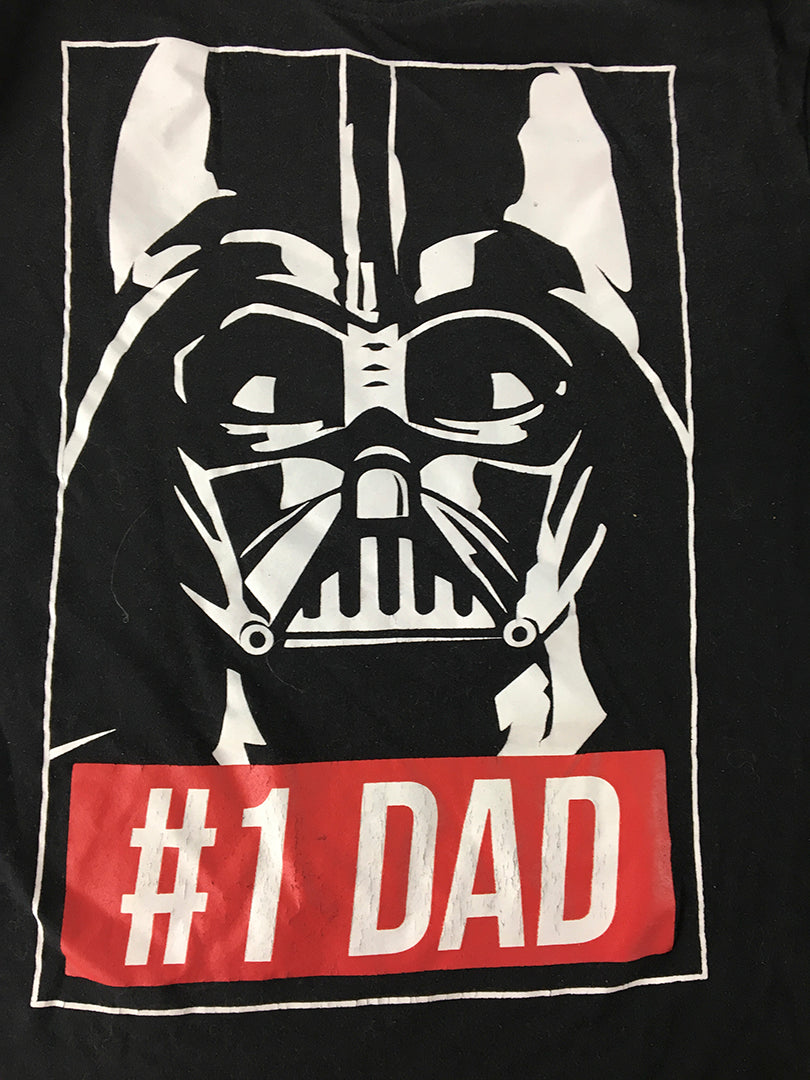 Star Wars Mens T-Shirt Size L Black Darth Vader 1# Dad Fathers Day Short Sleeve