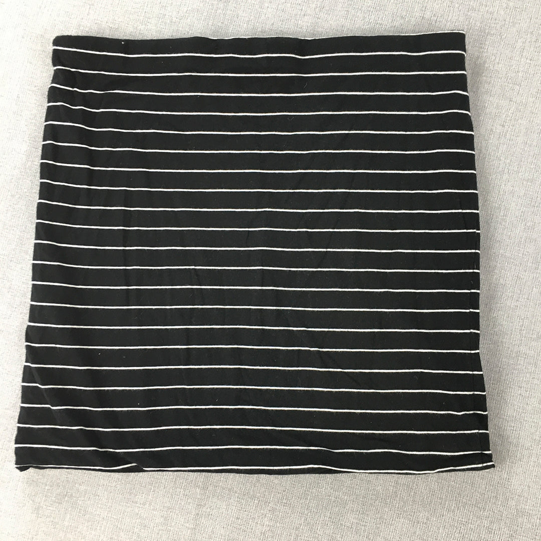 H&M Womens Mini Skirt Size M Black Striped Straight Stretch Fabric