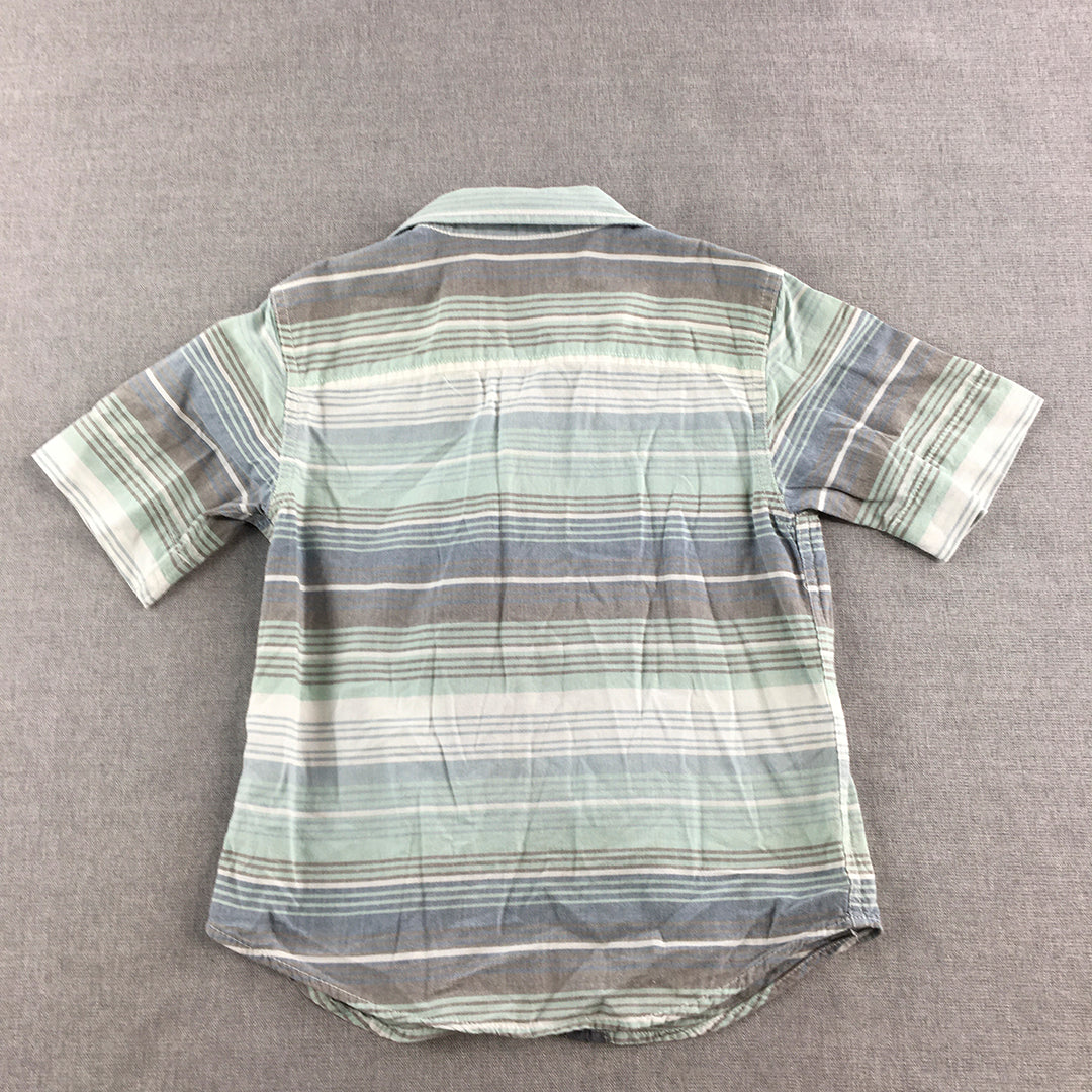 Calvin Klein Jeans Kids Boys Shirt Size 5 Blue Striped Short Sleeve Button-Up