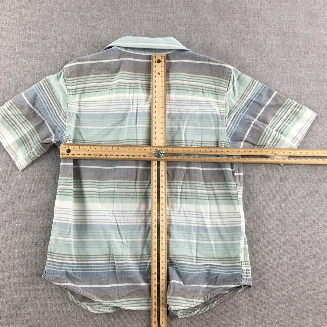 Calvin Klein Jeans Kids Boys Shirt Size 5 Blue Striped Short Sleeve Button-Up