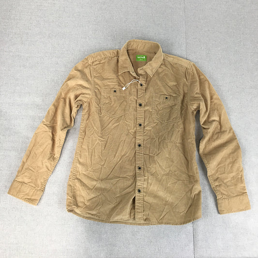 Bossini Kids Boys Corduroy Shirt Size 12 Brown Long Sleeve Pockets Button-Up