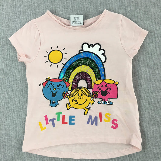 Little Miss Kids Girls T-Shirt Size 2 - 3 Years Baby Toddler Pink Short Sleeve