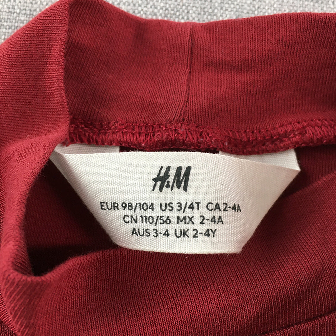 H&M Kids Boys Top Size 3 - 4 Years Red Toddler Long Sleeve Pullover Shirt