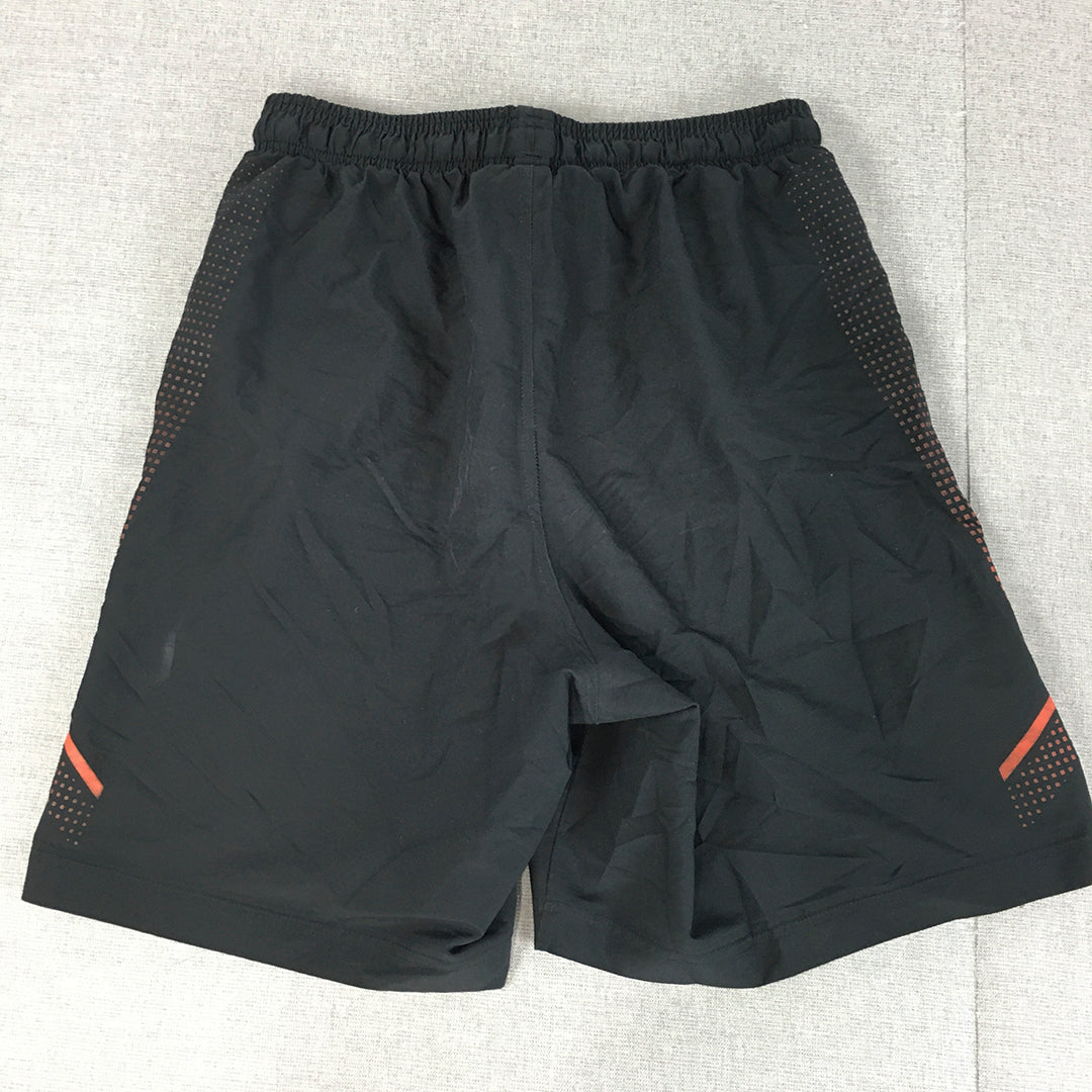 Under Armour Mens Shorts Size S Black Red Logo Pockets Elastic Waist