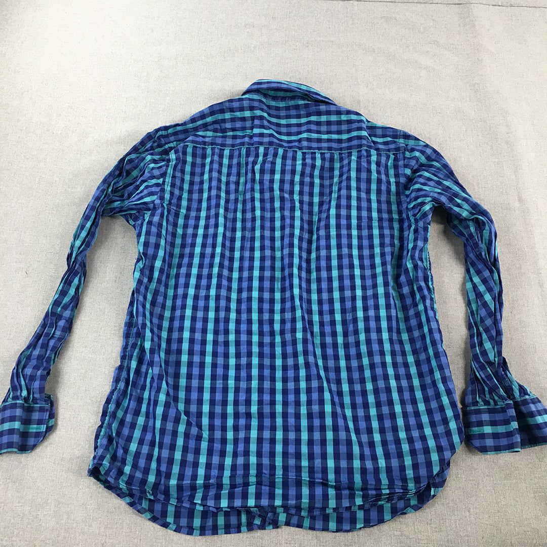 Freezone Mens Shirt Size XL Slim Fit Long Sleeve Button-Up Collared Pocket Blue