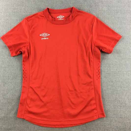 Umbro Kids Boys T-Shirt Size 10 Red Logo Short Sleeve Football Jersey Top