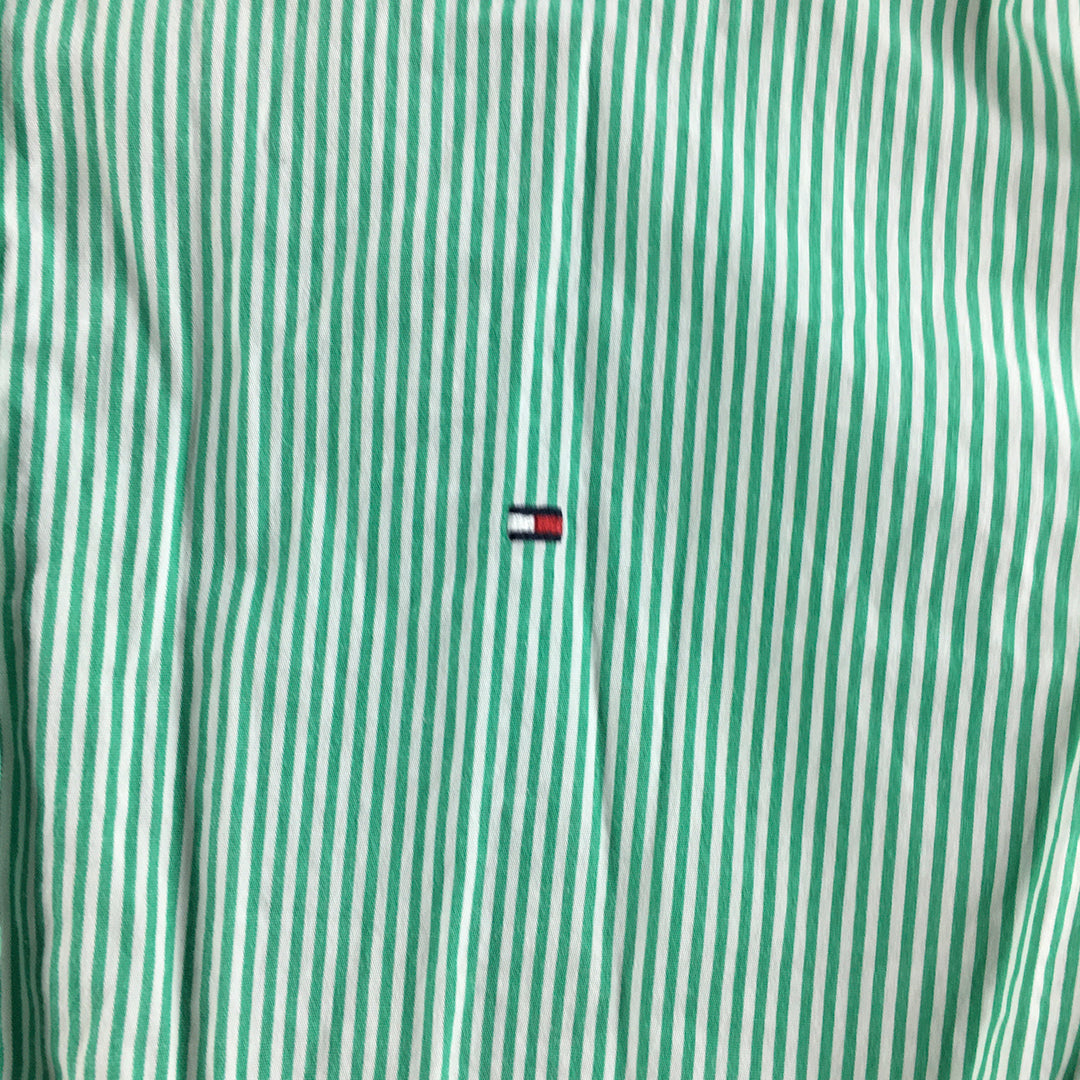 Tommy Hilfiger Mens Shirt Size M Green Striped Long Sleeve Button-Up Logo