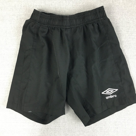 Umbro Kids Boys Shorts Size 8 Years Black Logo Elastic Waist Football Running