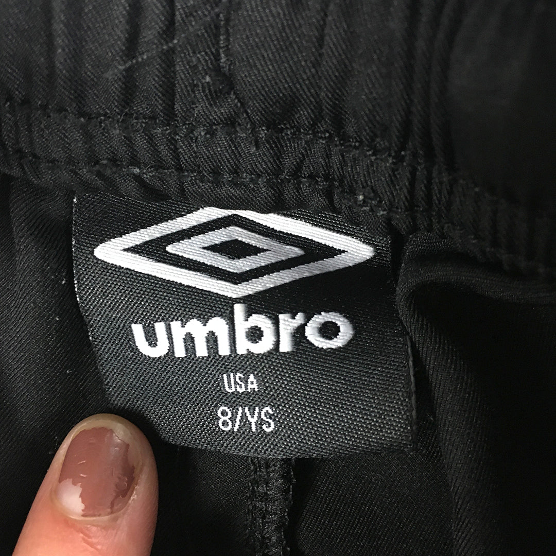 Umbro Kids Boys Shorts Size 8 Years Black Logo Elastic Waist Football Running