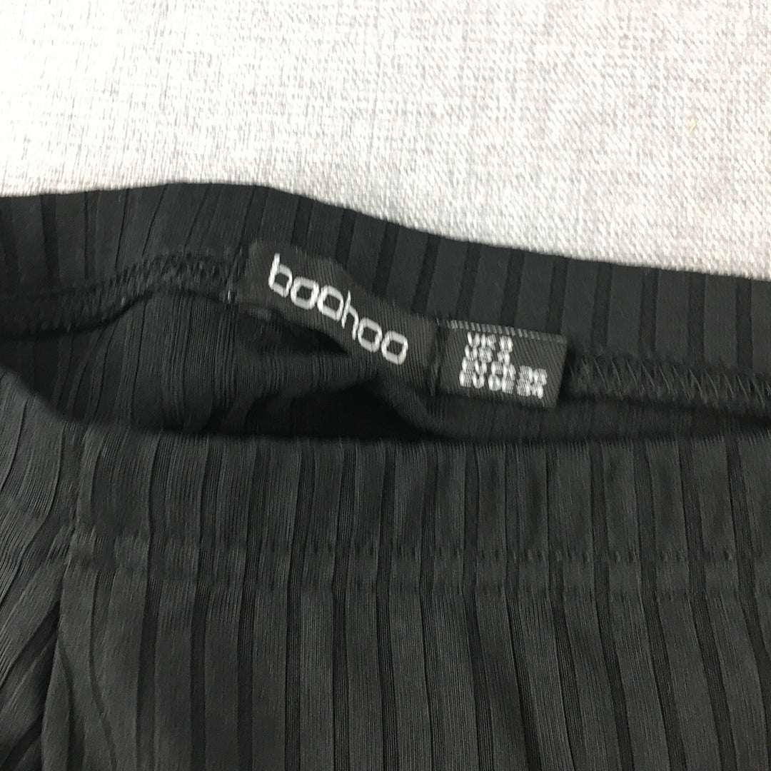 Boohoo Womens Skirt Size 8 Black Layered Straight Stretch Fabric