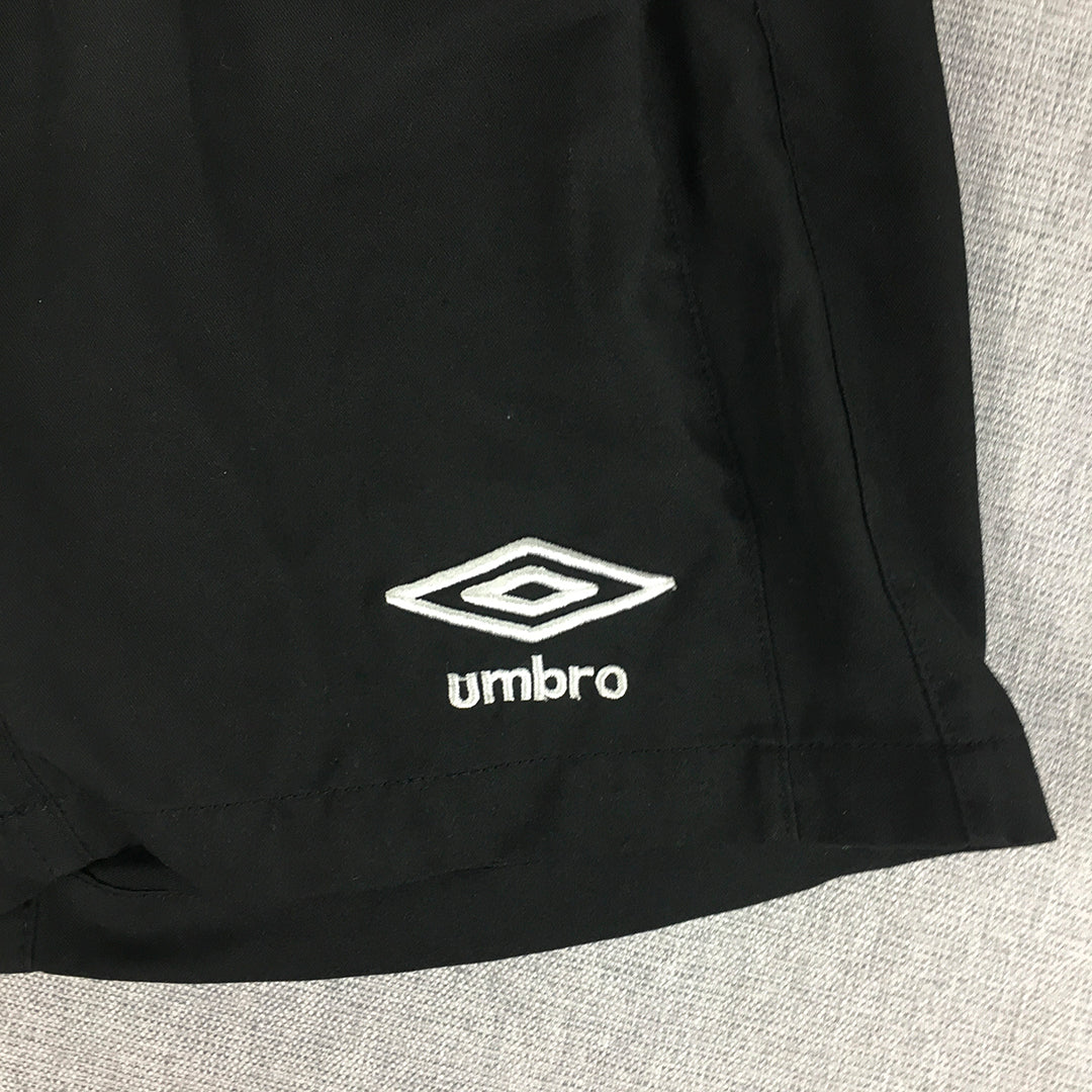 Umbro Kids Boys Shorts Size 8 Years Black Logo Elastic Waist Football Running