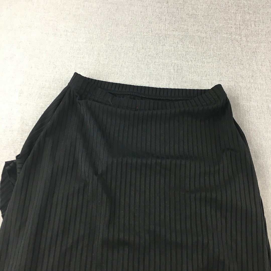 Boohoo Womens Skirt Size 8 Black Layered Straight Stretch Fabric