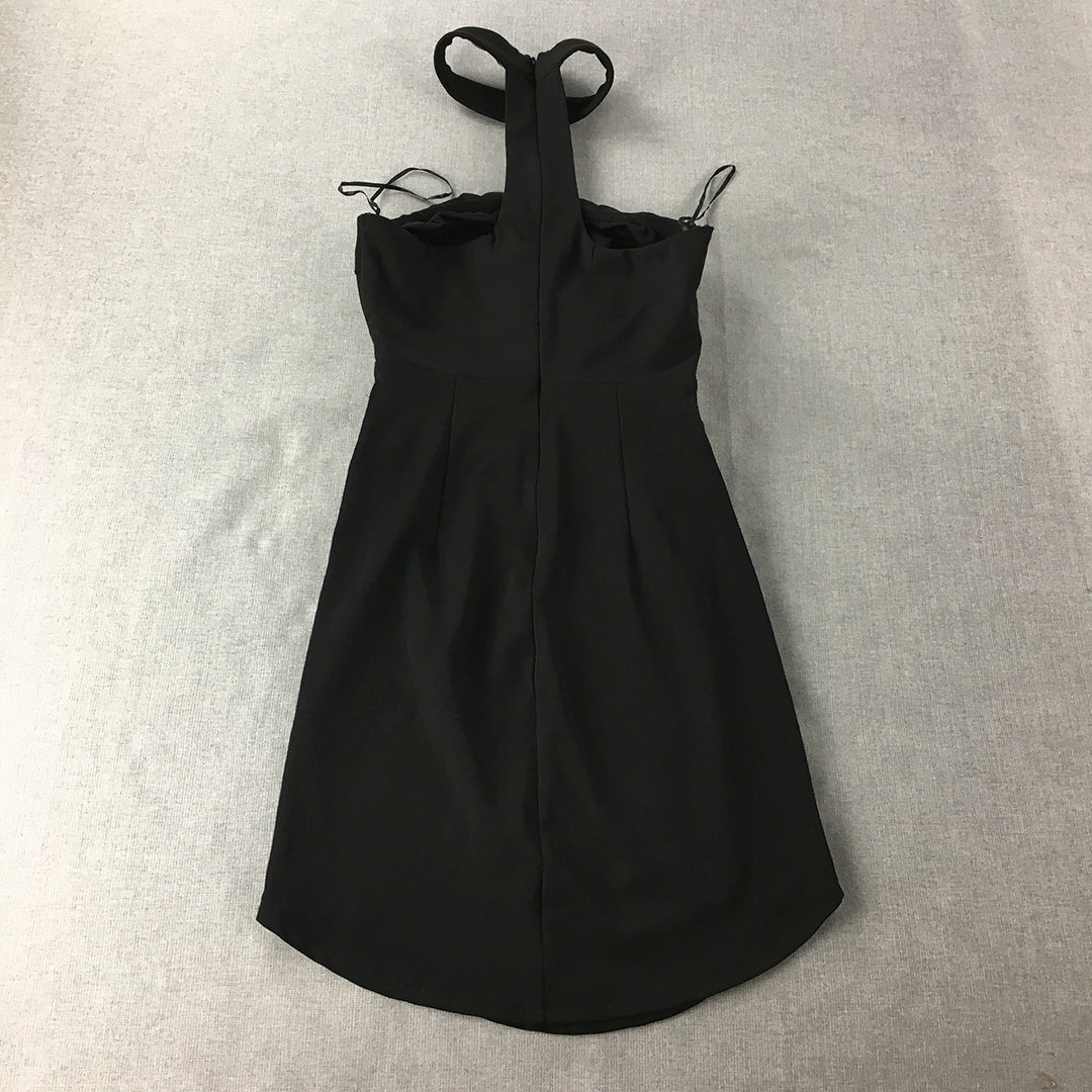 Rumor Boutique Womens Mini Dress Size 8 Black Halter Neck Pencil Sleeveless