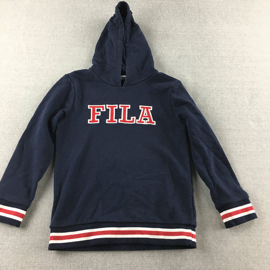 FILA Kids Boys Hoodie Jumper Size 8 Blue Embroidered Logo Jumper