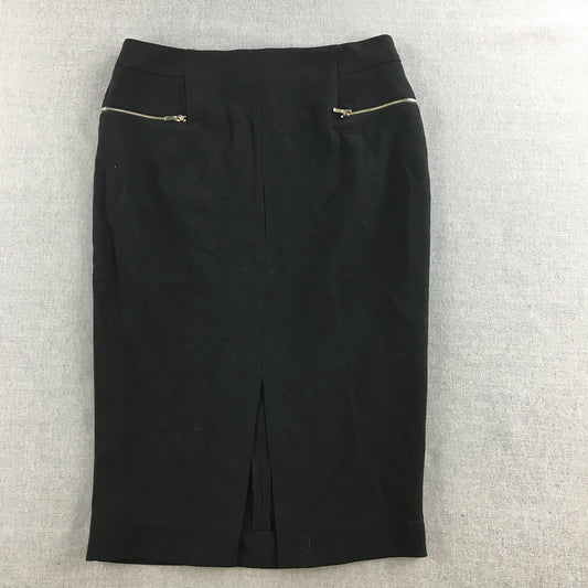 H&M Womens Midi Skirt Size 8 Black Pencil Straight