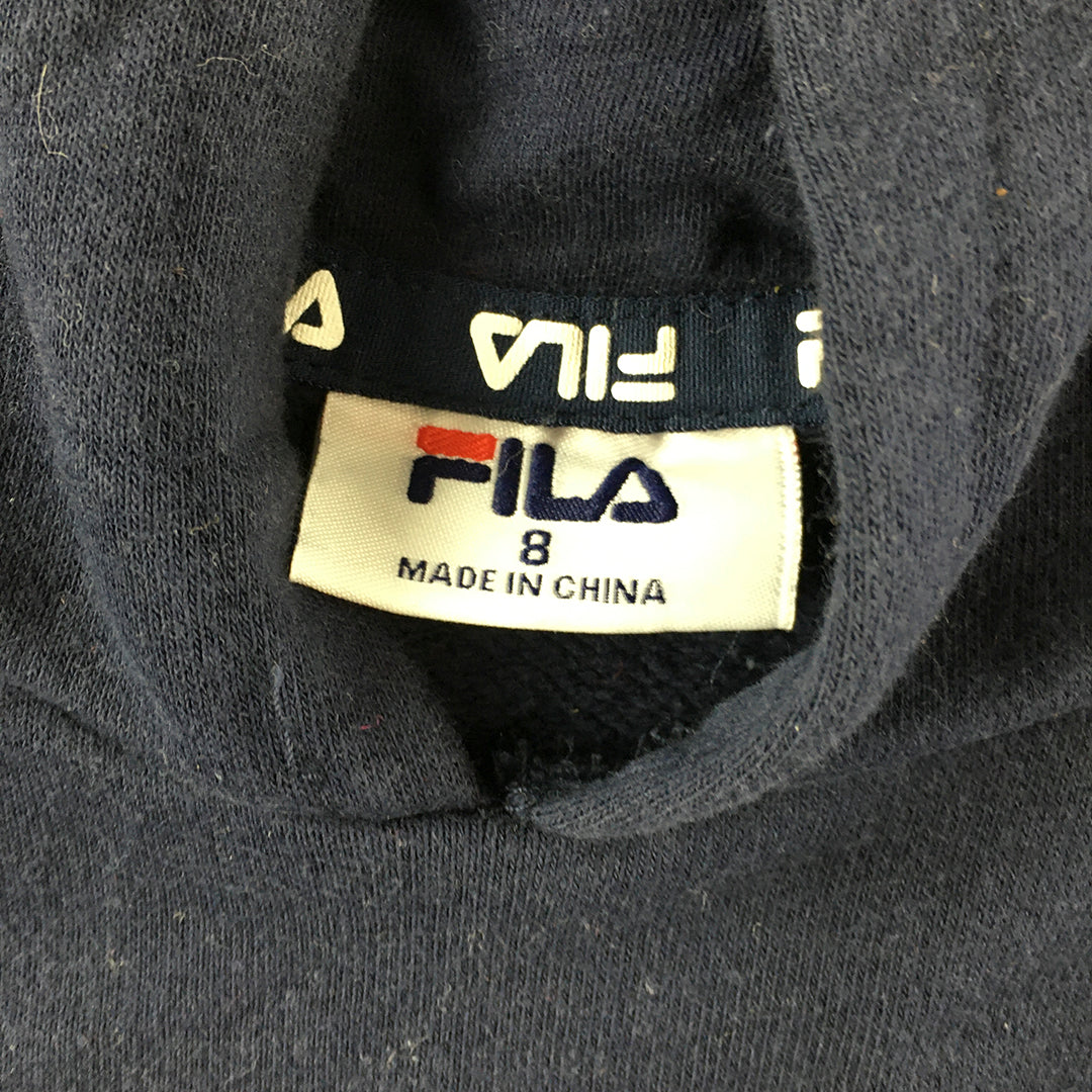 FILA Kids Boys Hoodie Jumper Size 8 Blue Embroidered Logo Jumper