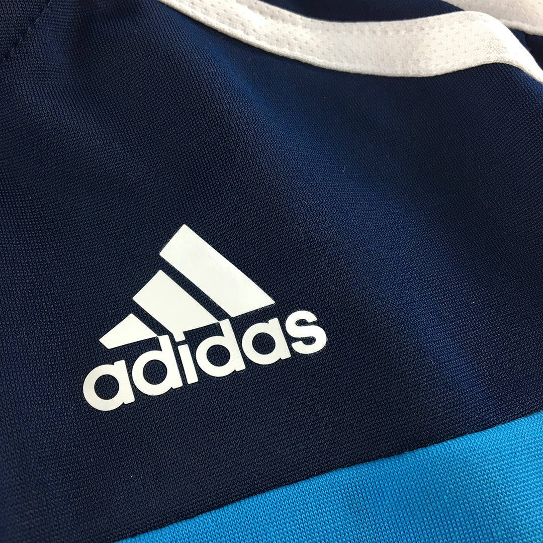 Adidas Kids Boys Jacket Size 5 - 6 Years Blue Logo Pockets Tracksuit Top Coat