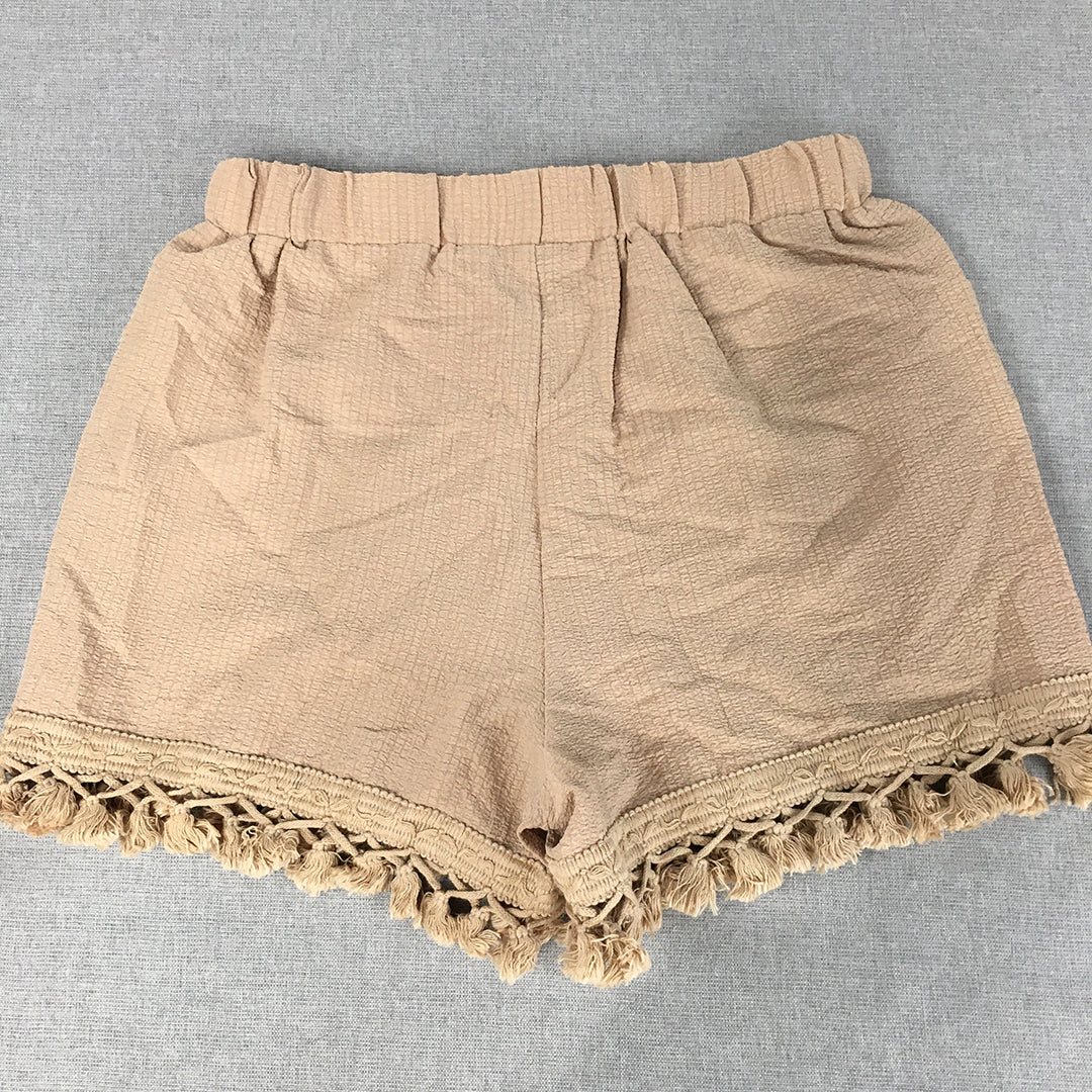 Emery Rose Womens Bermuda Shorts Size M Brown Lace Hem Elastic Waist