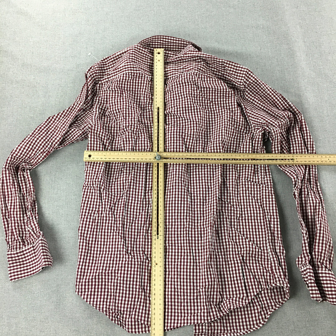 Gap Mens Shirt Size M Purple White Checkered Long Sleeve Button-Up