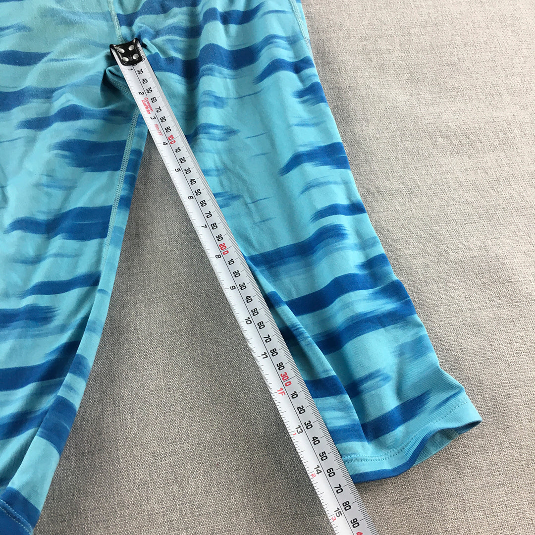 Nike Kids Girls Leggings Youth Size M Blue Logo Pro Striped Activewear Pants