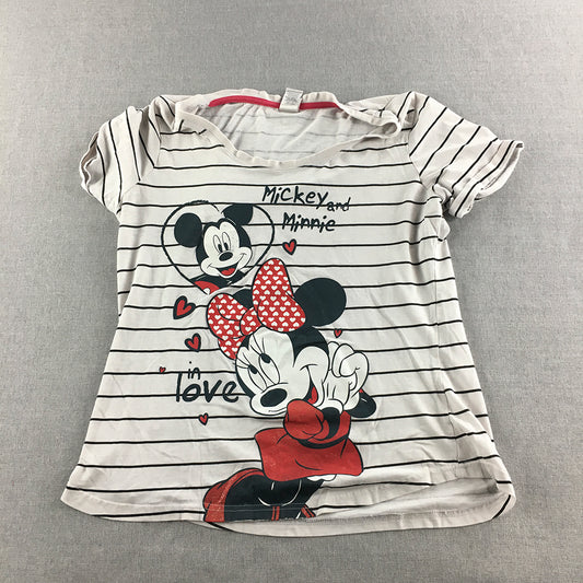 Disney Minnie Mouse Womens T-Shirt Size 14 White Striped Top