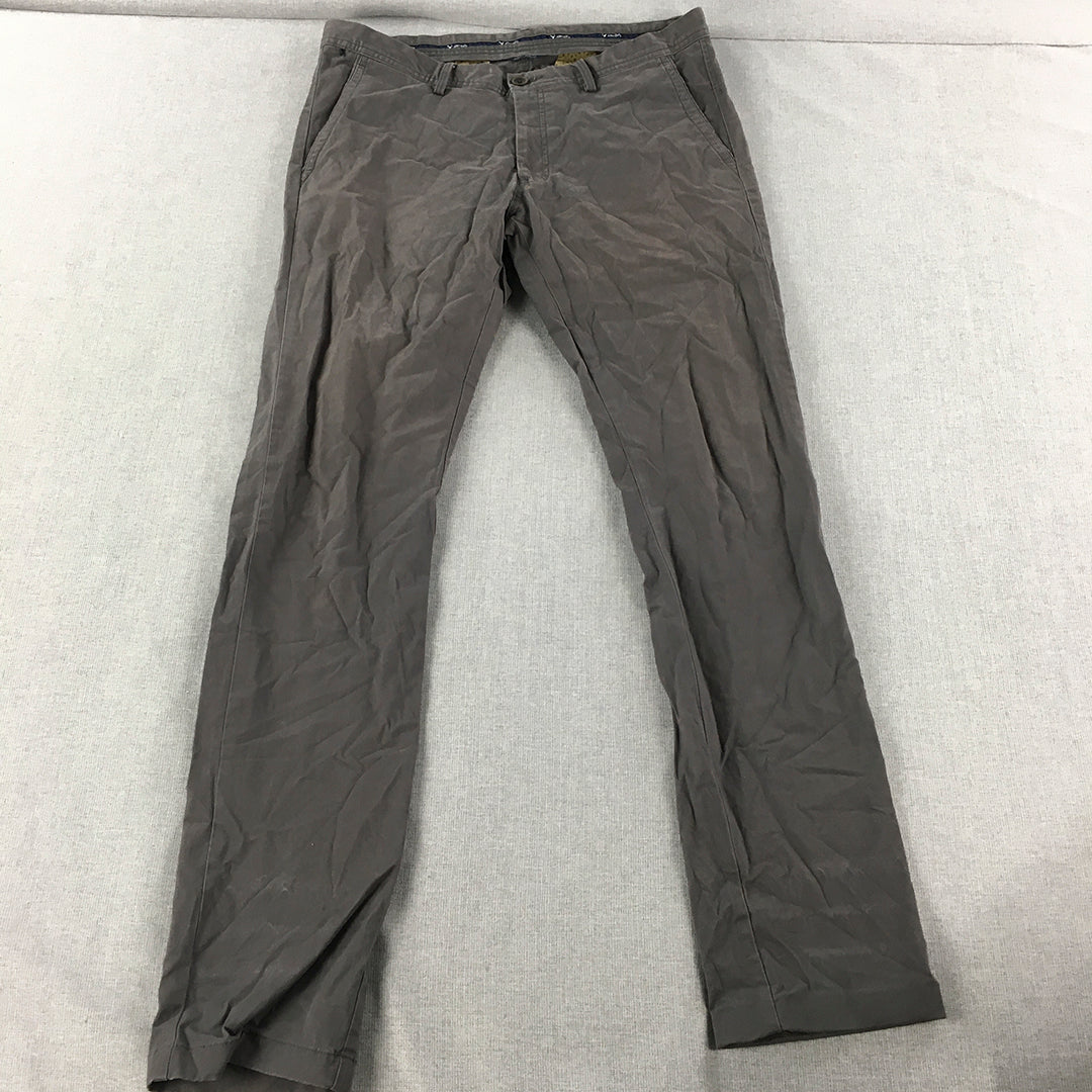 Allen Solly Mens Chino Pants Size 32 Grey Slim Fit Stretch Pockets Trousers