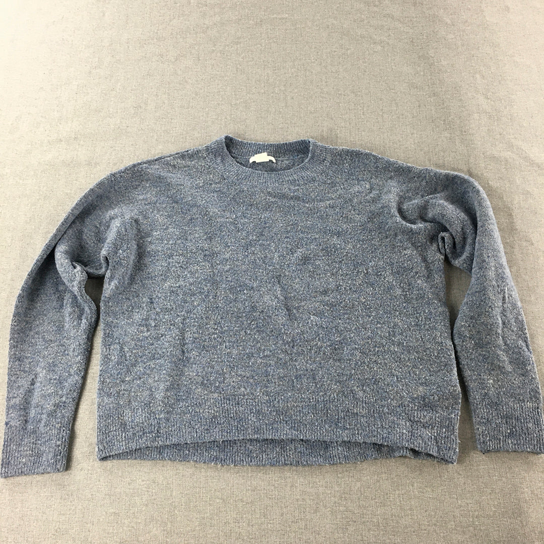 H&M Womens Knit Sweater Size S Blue Crew Neck Pullover Jumper