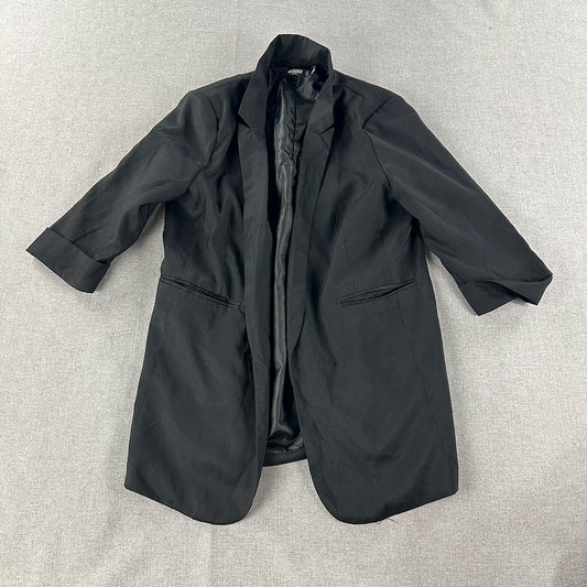 Missguided Petite Womens Blazer Jacket Size 14 Black Open-Front Coat