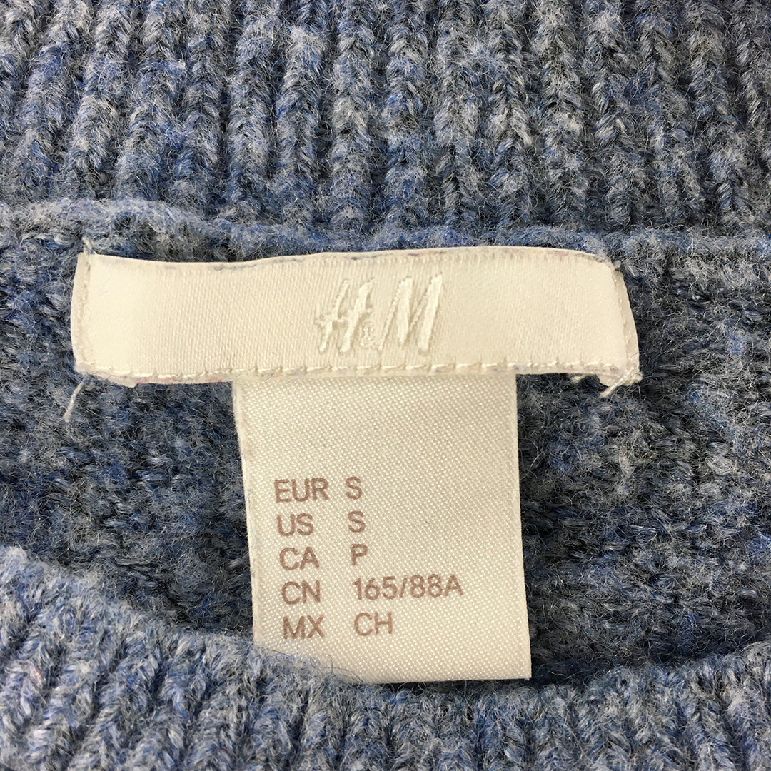 H&M Womens Knit Sweater Size S Blue Crew Neck Pullover Jumper