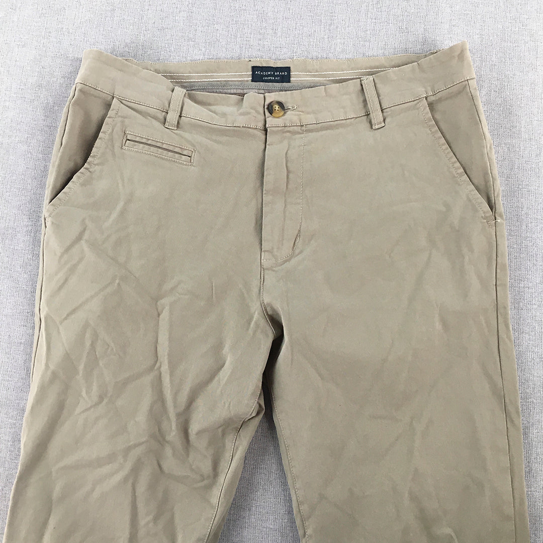 Academy Outfitters Mens Chino Pants Size 32 Grey 'Cooper Fit' Pockets Stretch