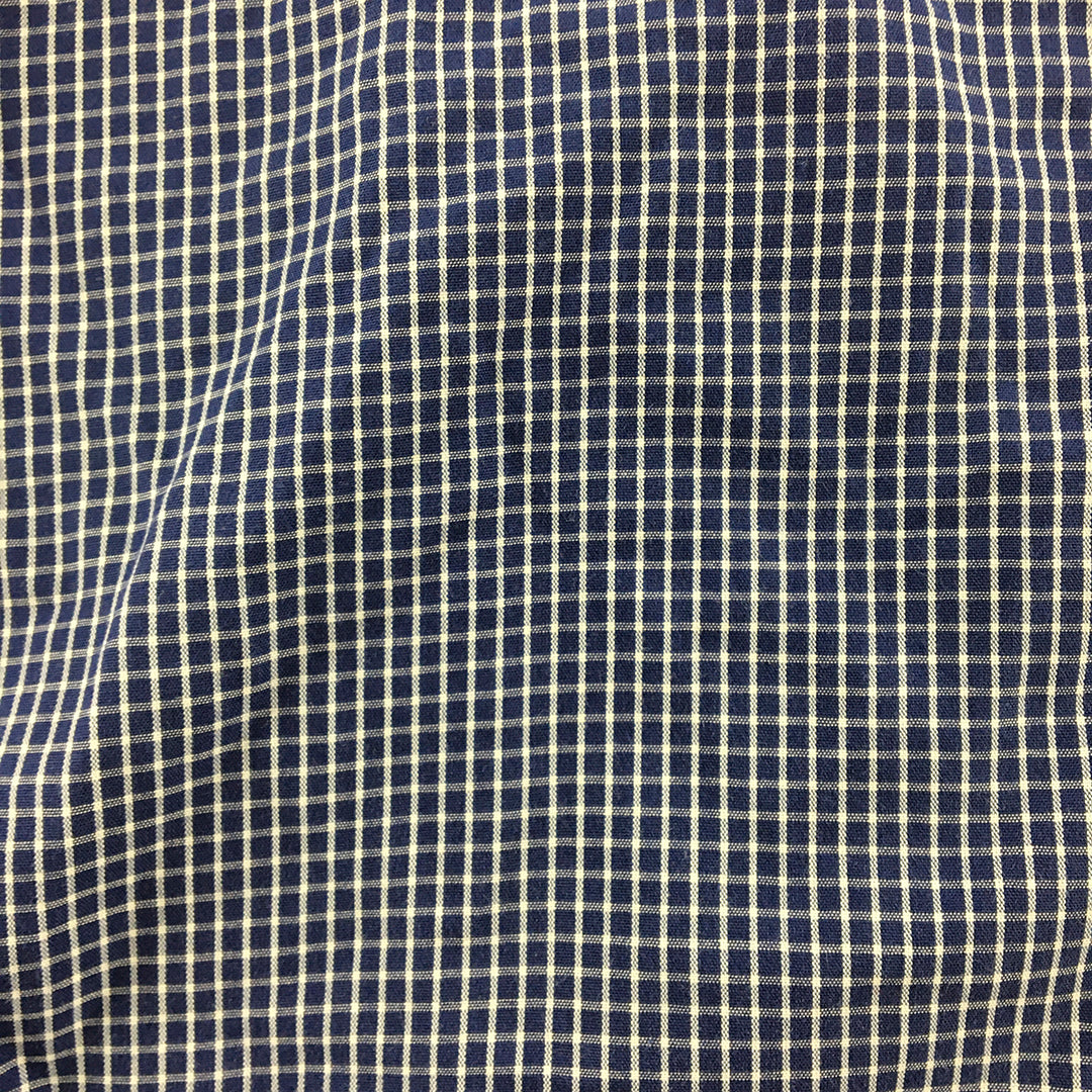 Van Heusen Studio Mens Shirt Size M Blue Checkered Long Sleeve Button-Up