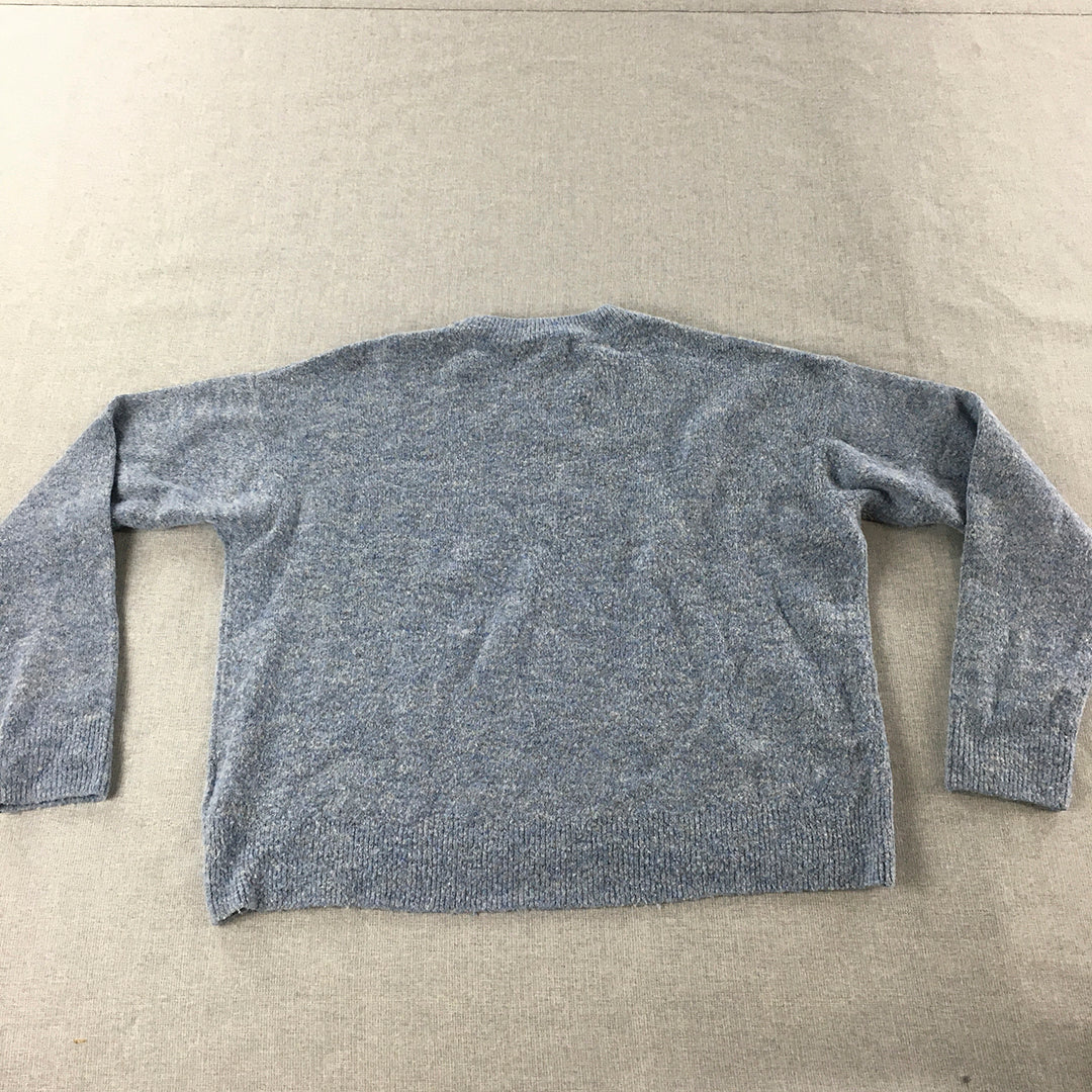 H&M Womens Knit Sweater Size S Blue Crew Neck Pullover Jumper