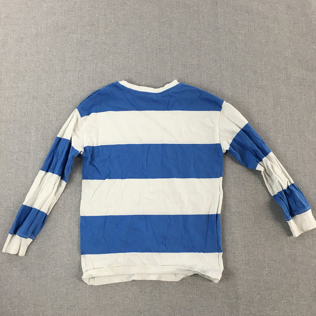 H&M Kids Boys Shirt Size 4 - 6 Years Blue & White Striped Long Sleeve Pullover