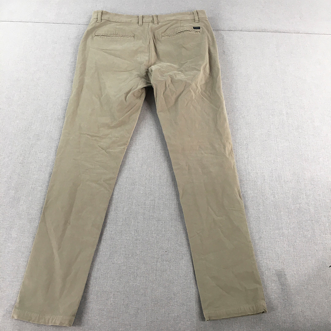 Academy Outfitters Mens Chino Pants Size 32 Grey 'Cooper Fit' Pockets Stretch