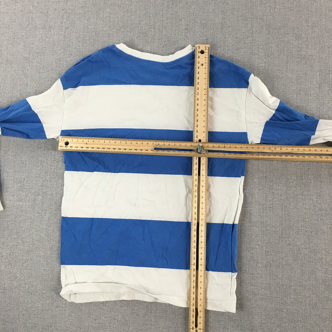 H&M Kids Boys Shirt Size 4 - 6 Years Blue & White Striped Long Sleeve Pullover