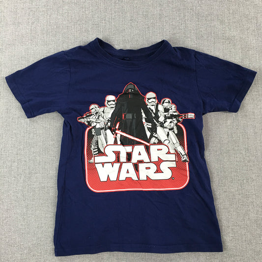 Star Wars Kids Boys T-Shirt Size 7 Blue Short Sleeve Licensed Crew Neck Top