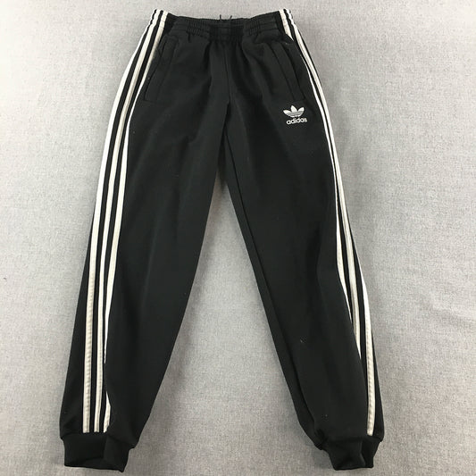 Adidas Kids Boys Tracksuit Pants Size M Black Trefoil Logo Pockets Jogger