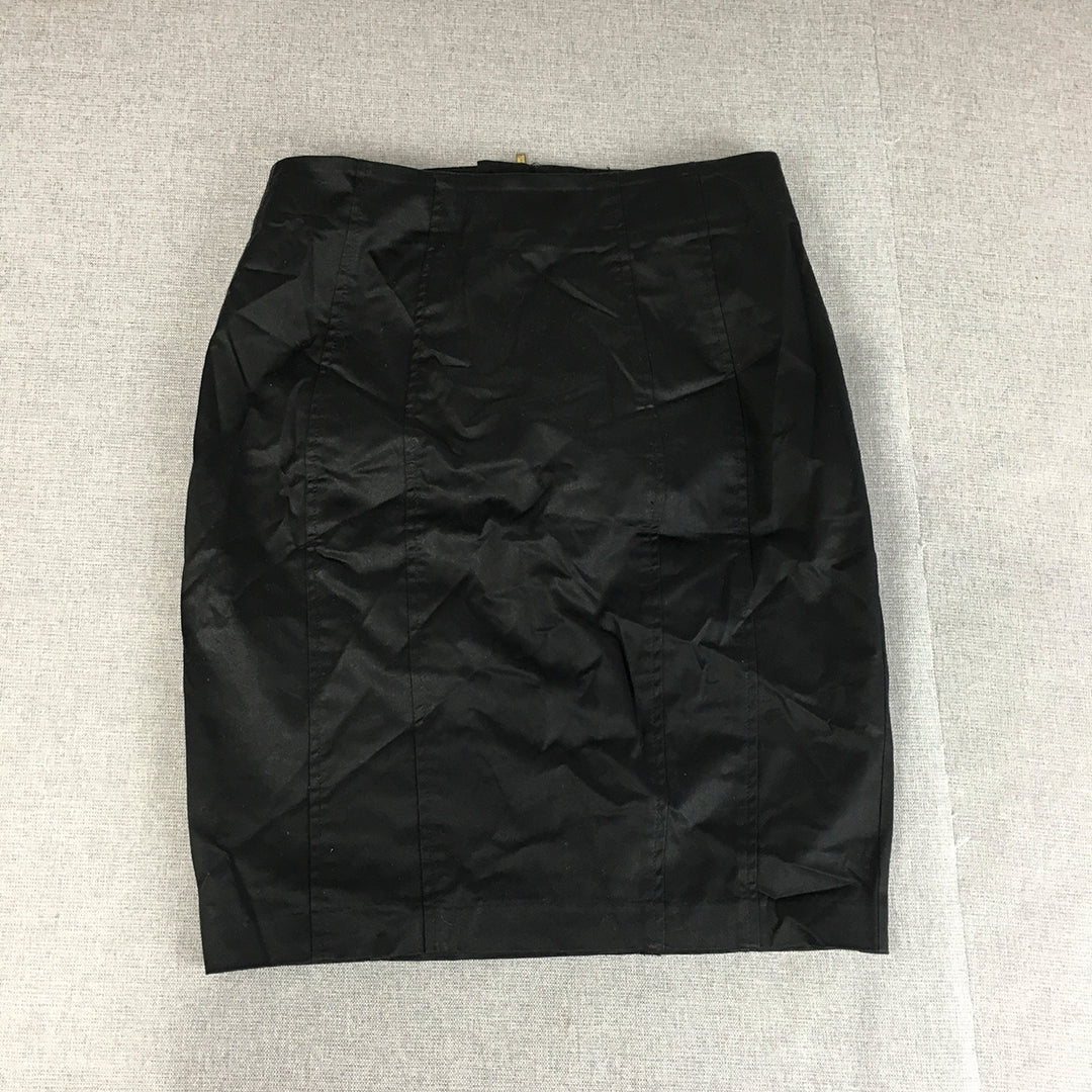 Portmans Womens Mini Skirt Size 6 Black Back Zip Pencil