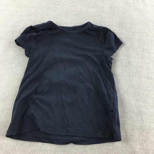 H&M Kids Boys T-Shirt Size 5 - 6 Years Navy Blue Short Sleeve Crew Neck Tee