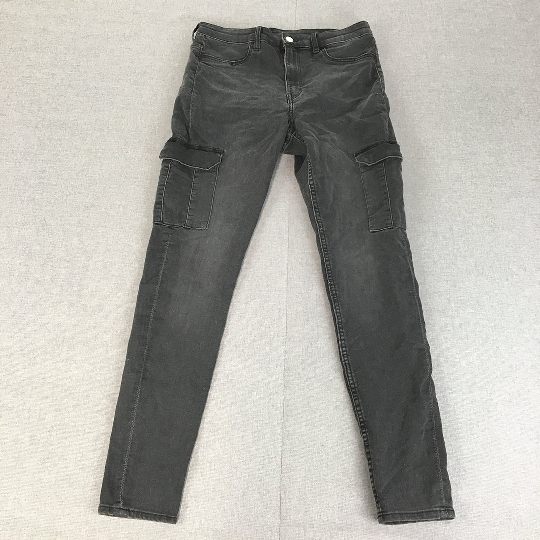 H&M Womens Skinny Jeans Size 14 Black Dark Wash Denim