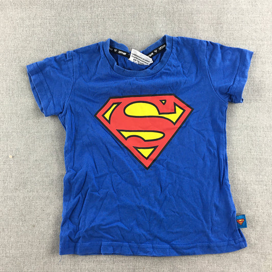 Superman Kids Boys T-Shirt Size 3 Toddler Blue Logo DC Comics Superhero