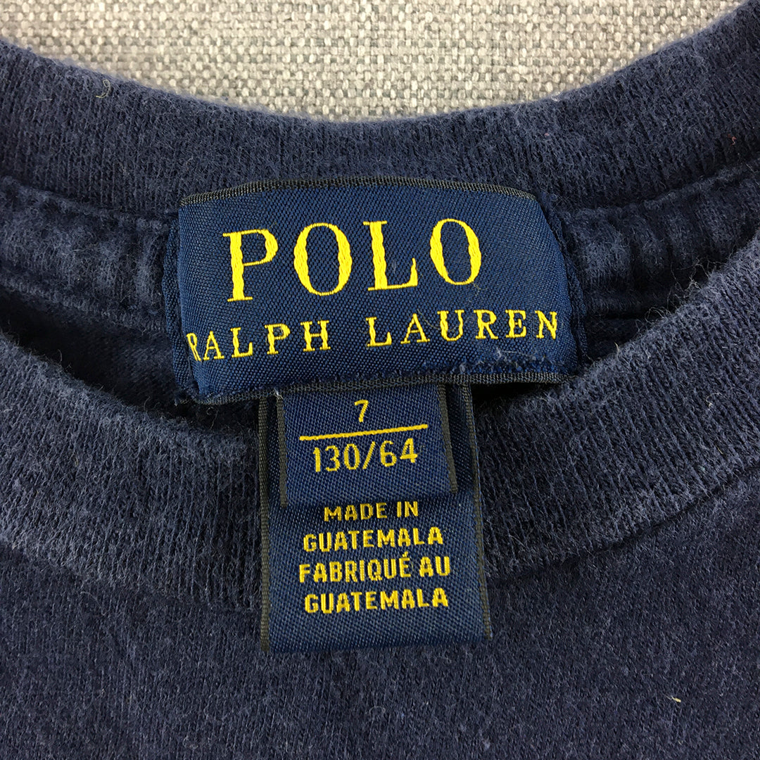 Polo Ralph Lauren Kids Boys T-Shirt Size 7 Blue Embroidered Pony Logo Top