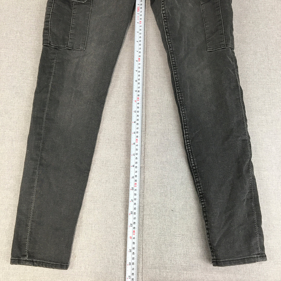 H&M Womens Skinny Jeans Size 14 Black Dark Wash Denim