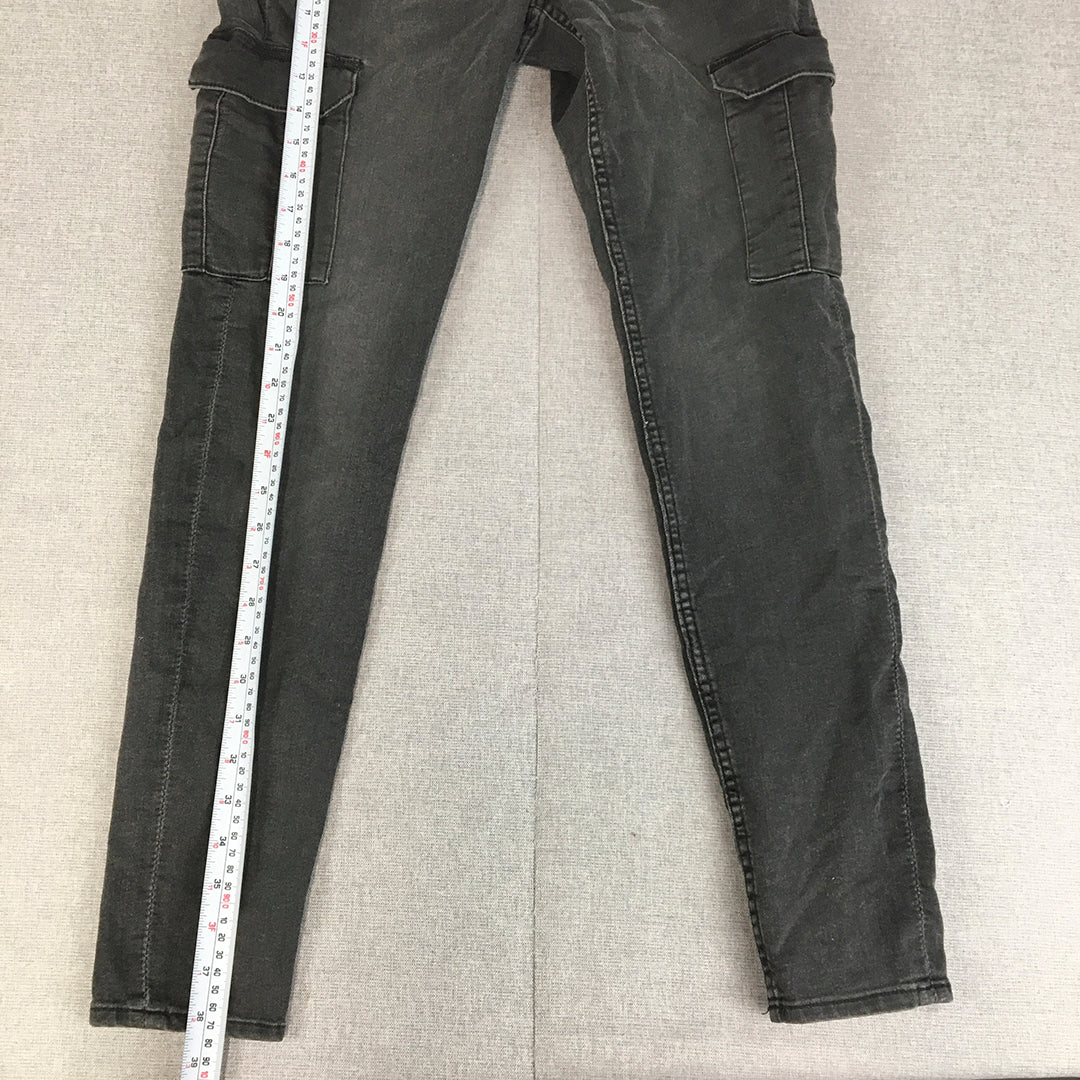 H&M Womens Skinny Jeans Size 14 Black Dark Wash Denim